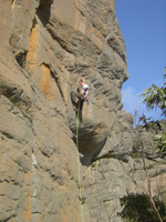 Neil on crux move of the FFA of Tokinese (22).