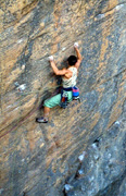 Louise on Wackford Squeers, Arapiles. Photo from David Clarke Collection.