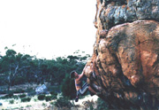 Debbie Sweet . Crankshaft boulder. Arapiles. A classic warm up jug haul.