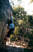 Geoff Breach. It's below the watchtower face just off the road. This is the classic west arete.