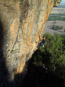 Darren Williams climbing 'Non Stop' (25), Arapiles.