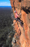 Tim Storey does the second ascent of Devilled Haircut (25), Centurion Walls, Grampians in perfect winter conditions.