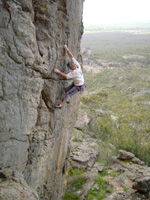 Malcolm Matheson onsights Raindancer (21), Cut Lunch Walls, Grampians.