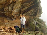 Neil Monteith in the camping cave.