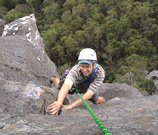 Ben seconding the last pitch of Heretic, 117m grade 17.