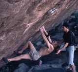 Double Boiler V8 45 degree wall Hueco Tanks. Texas USA Jan 98.