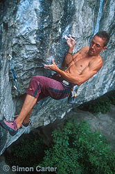 Steve McClure, Mecca (8b+), Raven Tor, Peak District, UK.