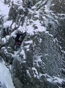 Neil soloing the first ascent of Chilled Inflexion - 2001 season