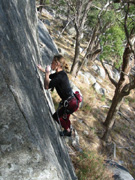 Douglas Hockly at Scorpion rocks on leftmost bolted line of the main slab.