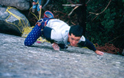 David Clarke on Slip Slop Slap (23 - just about climbing my age then).