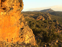 Neil attempting the second ascent of Little George (22).